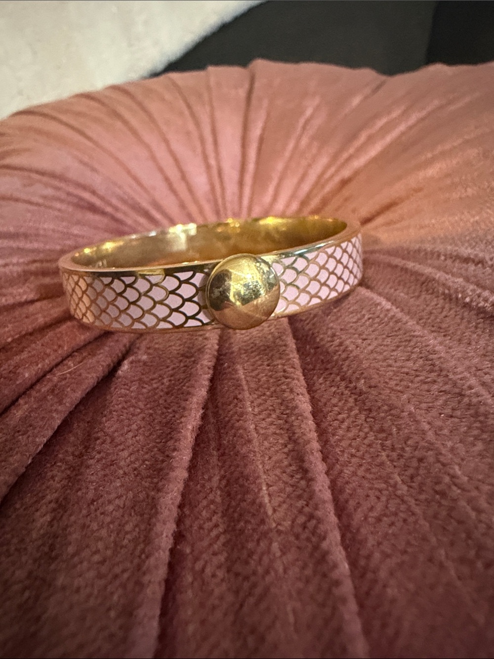Gold-Tone Halcyon Days Pink Enamel Bangle Bracelet
